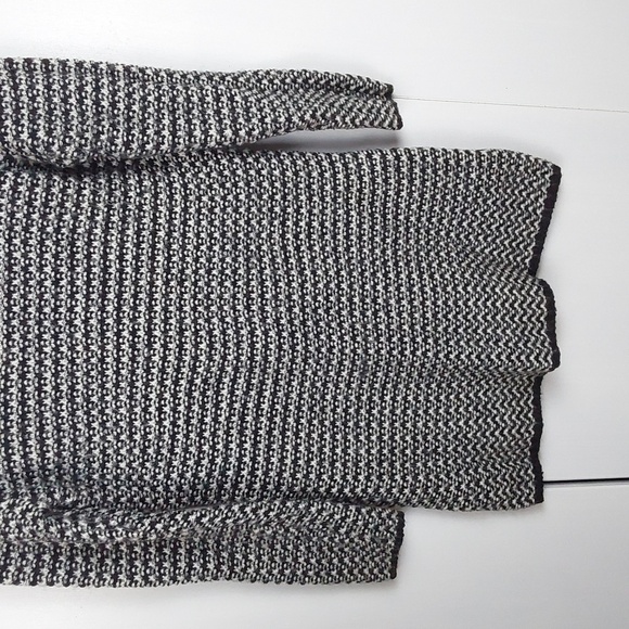 Cliche` Womens Black/White WOVEN Wool Knit Sweater Dress Mod edgy Sz.S - Picture 3 of 11